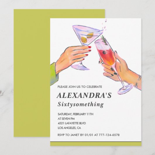 Grappig Retro Cocktail 64e verjaardagsfeestje Kaart (Voorkant / Achterkant)