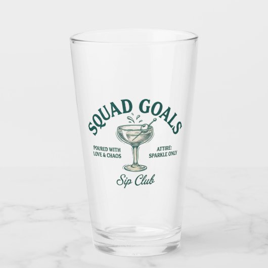 Grappig Retro Cocktailparty-ontwerp Glas (Voorkant)