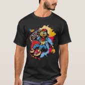 Grappig Retro Cool Beer Roller Schaats Cartoon Hip T-shirt (Voorkant)
