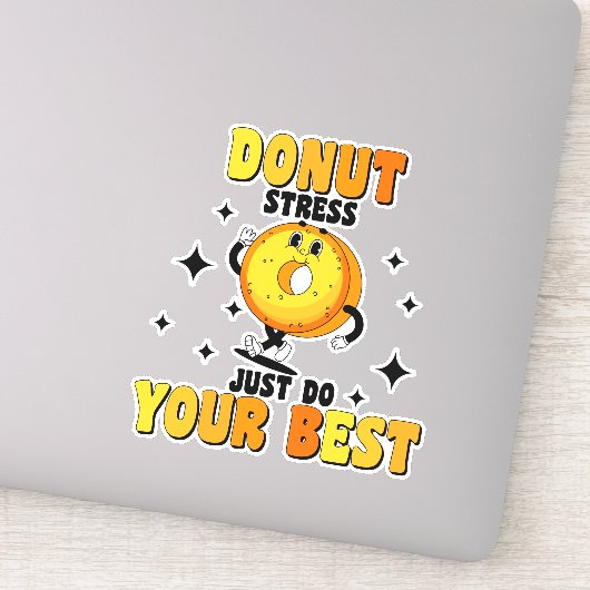 Grappig Retro Donut motivatie Quote Sticker (Detail)