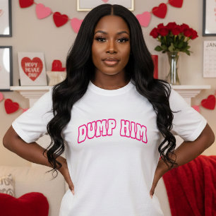 Grappig retro dumpen hem breuk scheiding roze & wi t-shirt