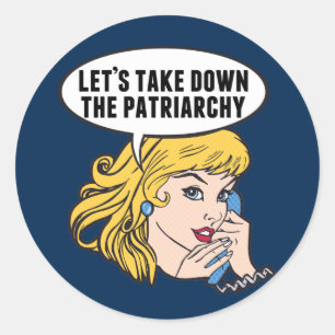 Grappig Retro Feministische Pop Art Anti-Patriarch Ronde Sticker