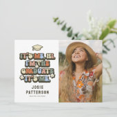 Grappig Retro foto Afstuderen Aankondiging (Staand voorkant)