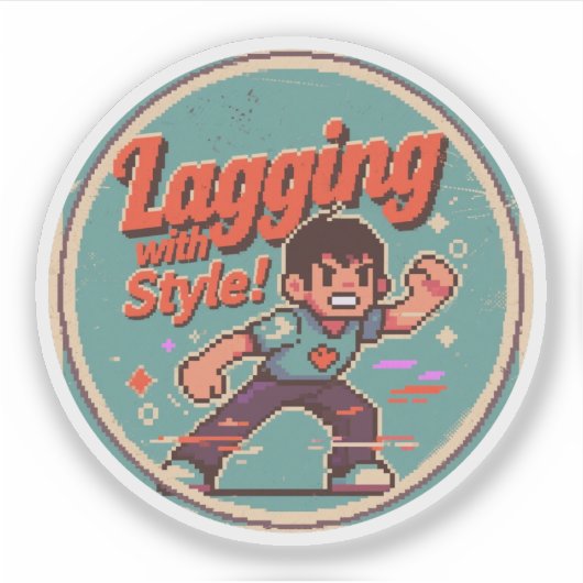 Grappig Retro Game Design – Met Stijl Traag! Sticker (Voorkant)