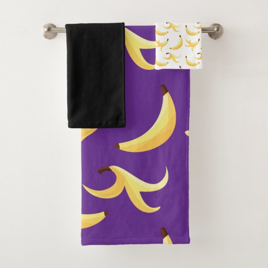 Grappig Retro Geel Banaan Patroon Feest Bewerkbaar Bad Handdoek (Insitu)