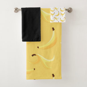 Grappig Retro Geel Banaan Patroon Feest Bewerkbaar Bad Handdoek