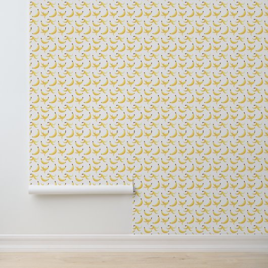 Grappig Retro Geel Banaan Patroon Feest Bewerkbaar Behang (Applicatie)