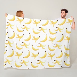 Grappig Retro Geel Banaan Patroon Feest Bewerkbaar Fleece Deken