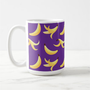 Grappig Retro Geel Banaan Patroon Feest Bewerkbaar Koffiemok