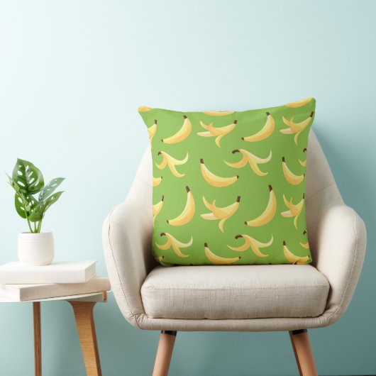 Grappig Retro Geel Banaan Patroon Feest Bewerkbaar Kussen (Stoel)