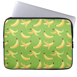 Grappig Retro Geel Banaan Patroon Feest Bewerkbaar Laptop Sleeve
