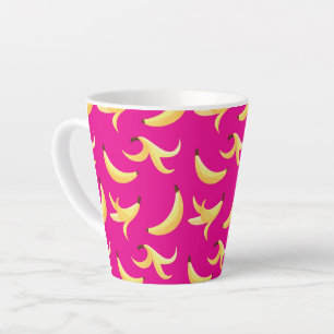 Grappig Retro Geel Banaan Patroon Feest Bewerkbaar Latte Mok