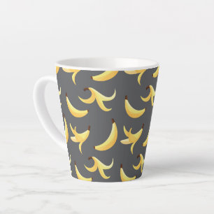 Grappig Retro Geel Banaan Patroon Feest Bewerkbaar Latte Mok