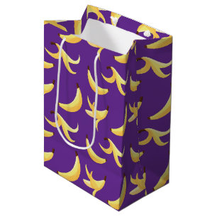 Grappig Retro Geel Banaan Patroon Feest Bewerkbaar Medium Cadeauzakje