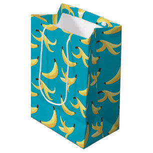 Grappig Retro Geel Banaan Patroon Feest Bewerkbaar Medium Cadeauzakje