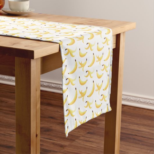 Grappig Retro Geel Banaan Patroon Feest Bewerkbaar Medium Tafelloper (Voorbeeld)