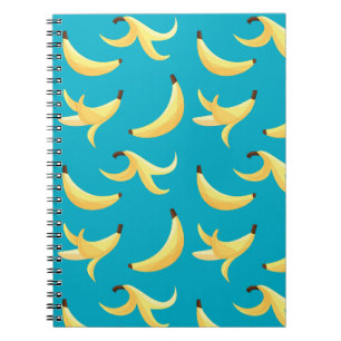 Grappig Retro Geel Banaan Patroon Feest Bewerkbaar Notitieboek