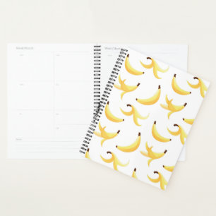Grappig Retro Geel Banaan Patroon Feest Bewerkbaar Planner