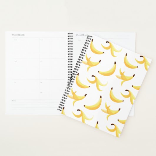 Grappig Retro Geel Banaan Patroon Feest Bewerkbaar Planner (Display)