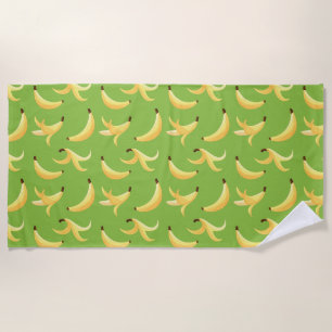 Grappig Retro Geel Banaan Patroon Feest Bewerkbaar Strandlaken