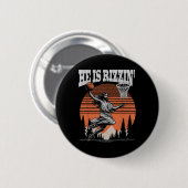 Grappig Retro Hij Is Rizzin Christelijk Pasen Spel Ronde Button 5,7 Cm (Voorkant /achterkant)