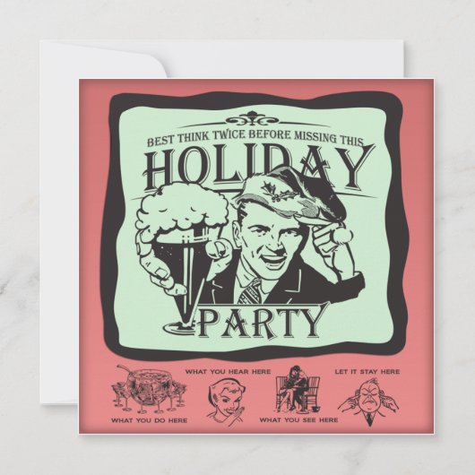 Grappig Retro Holiday Party! Kaart (Voorkant)