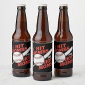 Grappig retro honkbal ik hit bommen voor hete moed bier etiket (Flessen)