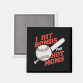 Grappig retro honkbal ik hit bommen voor hete moed magneet (Voorkant / Achterkant)