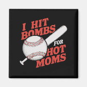 Grappig retro honkbal ik hit bommen voor hete moed magneet (Voorkant)