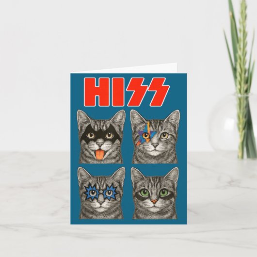 Grappig Retro Kat Rock Muziekconcert Kaart (Voorkant)