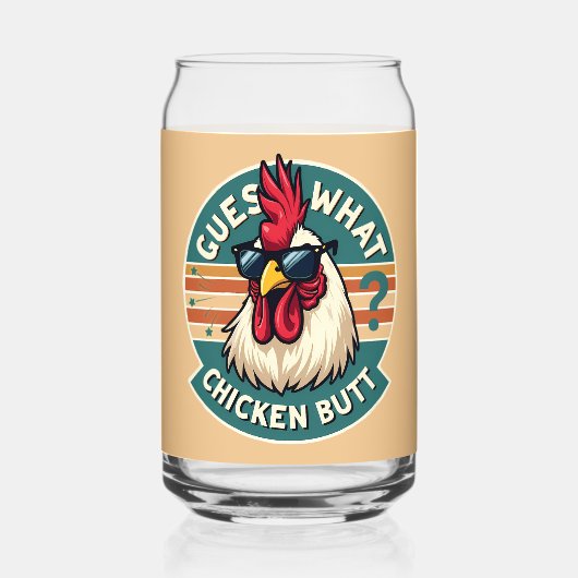 Grappig retro kip kont grap ontwerp blikvorm glas (Achterkant)