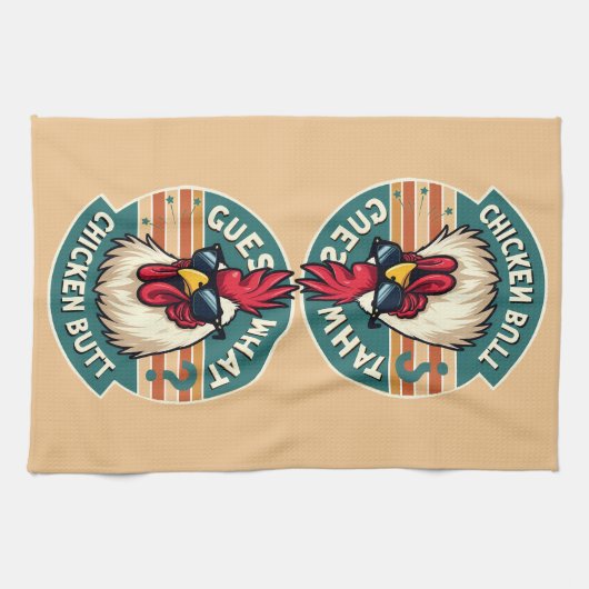 Grappig retro kip kont grap ontwerp theedoek (Horizontaal)
