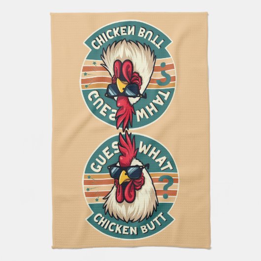 Grappig retro kip kont grap ontwerp theedoek (Verticaal)