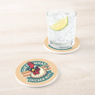 Grappig retro kip kont grap ontwerp zandsteen onderzetter