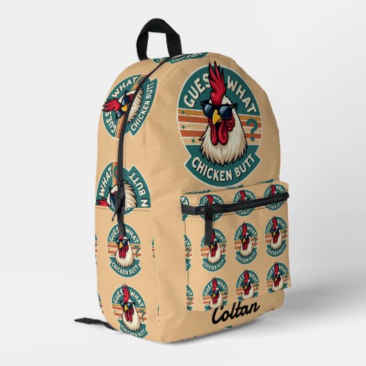 Grappig Retro Kippenkont Grappen Design Bedrukte Rugzak (Achterkant Hoek Links)