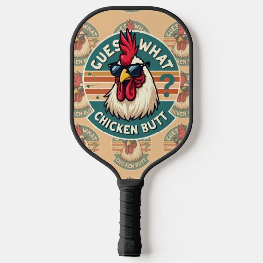 Grappig Retro Kippenkont Grappenontwerp Pickleball Paddle (Achterkant)