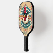 Grappig Retro Kippenkont Grappenontwerp Pickleball Paddle (Links)