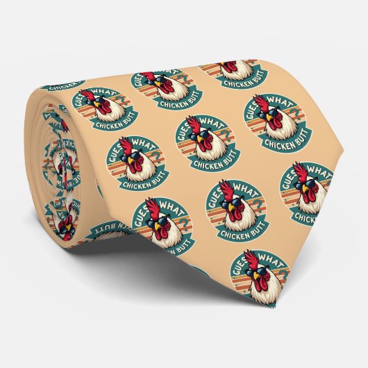 Grappig Retro Kippenkont Grappenontwerp Stropdas (Opgerold)