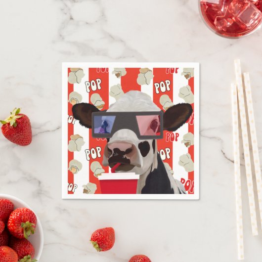 Grappig Retro Koe Popcorn Pattern Servet (Insitu)