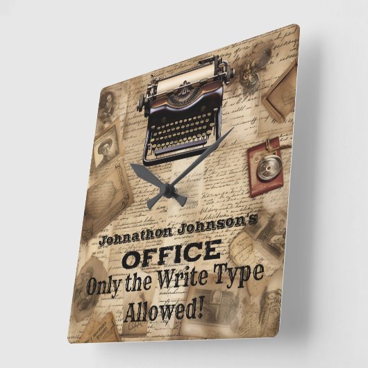 Grappig Retro Man Cave  Typewriter wandklok (Hoek)