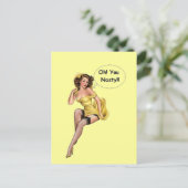 Grappig Retro Meisje OhYou Nasty Briefkaart (Staand voorkant)