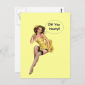 Grappig Retro Meisje OhYou Nasty Briefkaart (Voorkant / Achterkant)