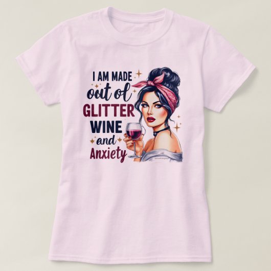 Grappig Retro Meisjes T-Shirt – Glitters en Angst  (Design voorkant)