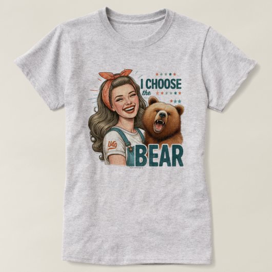 Grappig Retro Meisjes T-Shirt – Ik kies de Beer (Design voorkant)