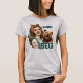 Grappig Retro Meisjes T-Shirt – Ik kies de Beer (Voorkant)