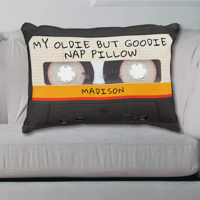 Grappig  Retro Oldie Maar Goodie Cassettebandje Accent Kussen (vintage retro cassette tape oldie but goodie rectangle pillow)