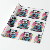 Grappig Retro Opossum vakantiepatroon Cadeaupapier (Uitgerold)