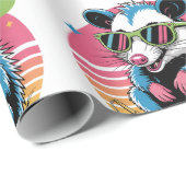 Grappig Retro Opossum vakantiepatroon Cadeaupapier (Rol Hoek)