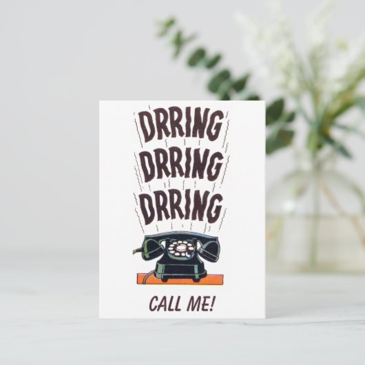 Grappig  Retro Oud Classic Telefoon Bel me Briefkaart (Staand voorkant)