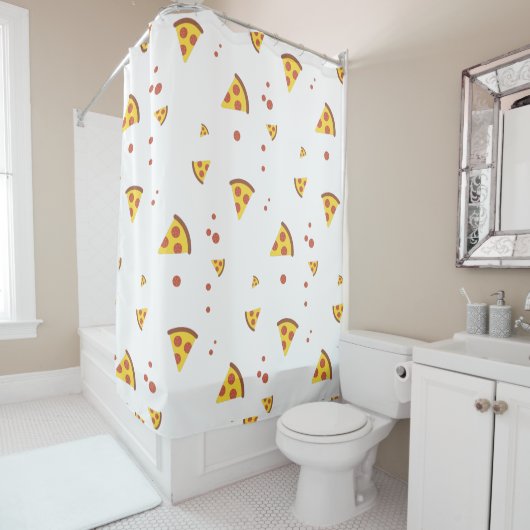 Grappig Retro Pepperoni Pizza Minimalistisch Patro Douchegordijn (In situ)